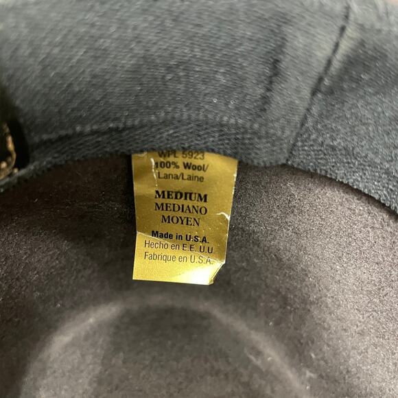 Goorin Bros Fedora Hat Medium Wool Feather Ribbon Band Pinched Teardrop USA - Picture 7 of 8